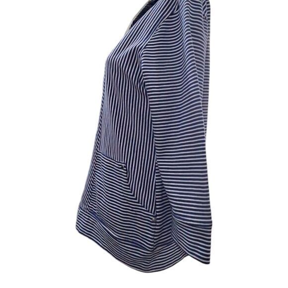 Onque casual jacket for women size S blue stripes with zipper and front pockets - Picture 12 of 15
